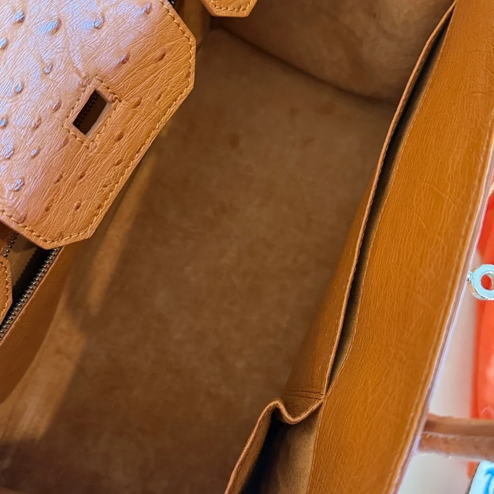 Custom Made Ostrich ‘Luxury Birkin’ 35 style bag - Picture 10 of 17